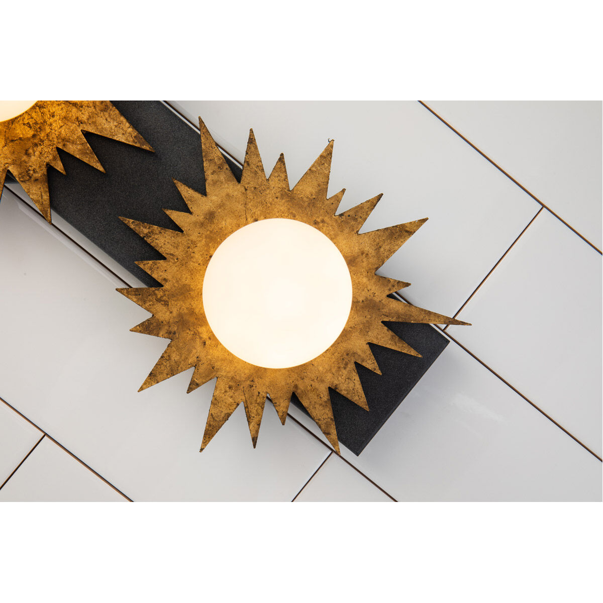 Soleil 3 Light 24 inch WZC+Gold Bath Light Wall Light in Weather Zinc and Gold Leaf with Antique 